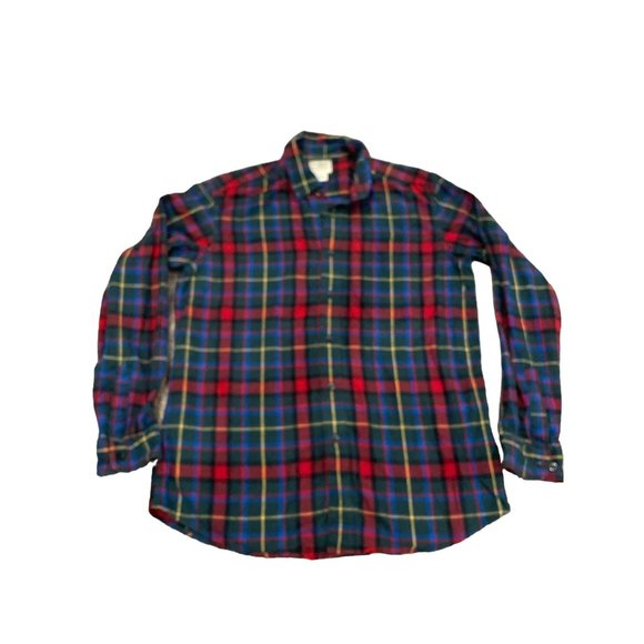 LL Bean Mens Traditional Fit Blue Red Green‎ Yellow Plaid Flannel Long Sleeve M - Picture 2 of 7